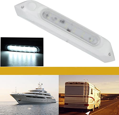 12 V LED-Markisenleuchte, 8 W, für Außentür, Veranda, Wandlampe, Touch-Schalter für Wohnwagen, Boot, LKW, Wohnmobil, Camping, Van (1 x weiß)