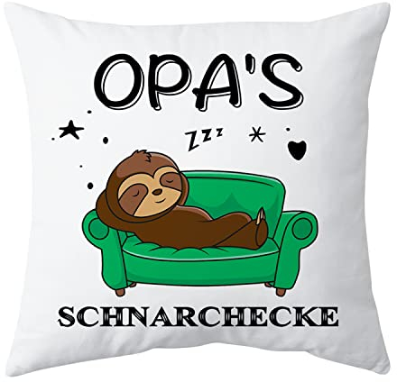 Shoppawhile Opa Geschenke Geburtstag Vatertagsgeschenk Weihnachten Geschenk für Opa Faultier Geschenk Weiß Kissenbezug 45x45cm