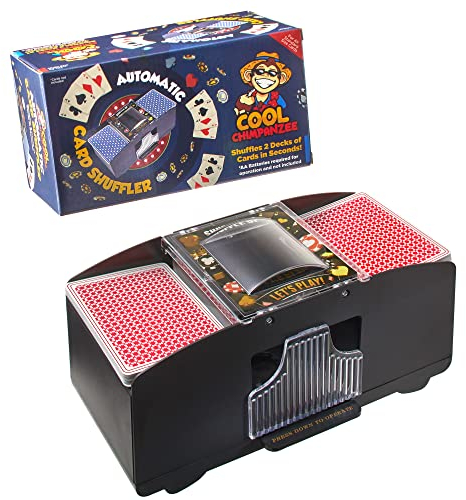 Cool Chimpanzee Automatischer 2-Deck Kartenmischer, Home Poker Spiele, Blackjack, Rommy, War, Texas Hold 'Em, PLO, Omaha, Stud und mehr