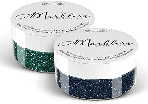 MARBLERS Cosmetic Grade Fine Glitter Duo [Green Garnet & Navy] 0.36oz (10g) | Non-Toxic | Vegan | Cruelty-Free | Eyeshadow, Nail Polish, Nail Art | Festival, Rave Party & Makeup | Body & Face