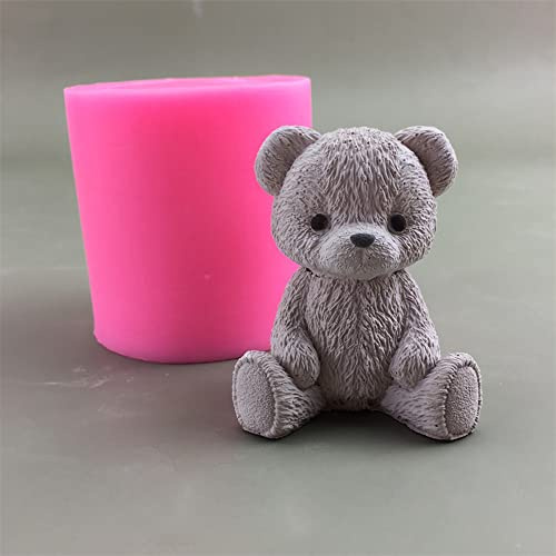 Stampo in silicone a forma di orsetto 3D, realizzato a mano, per sapone, candele, fondente, gelatina, cioccolato, mousse, torte, aromaterapia, gesso, argilla polimerica, pasta di zucchero, torte,