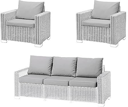 Kosiproducts Replacement Rattan Cushion Seat Cushions Garden Patio Furniture [Grey, 5 Seats + 5 Cushions] - Furntiure Not Included
