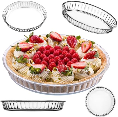 KADAX Tarteform ø 28 cm, Obstkuchenform aus hitzebeständigem Glas, Auflaufform, Runde Backform für Tarte, Quiche & Kuchen, Kuchenform, Quicheform