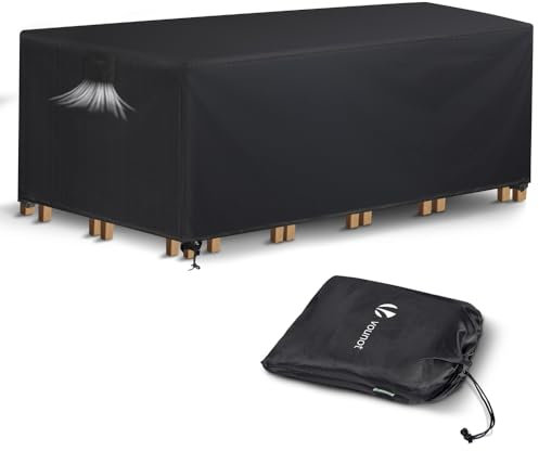 VOUNOT® Funda para Muebles de Jardín, Funda Protectora 420D Oxford Anti Viento Anti-UV, Cubierta Impermeable con Salidas de Aire Hebillas para Mesas Sillas Sofás Mobiliario Exterior 242x162x73cm