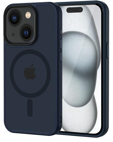 XTCASE für iPhone 15 Hülle Magnetisch kompatibel mit Magsafe, Matt Transluzente Handyhülle für iPhone 15 Kratzfeste PC Rückseite + TPU Bumper - Blau