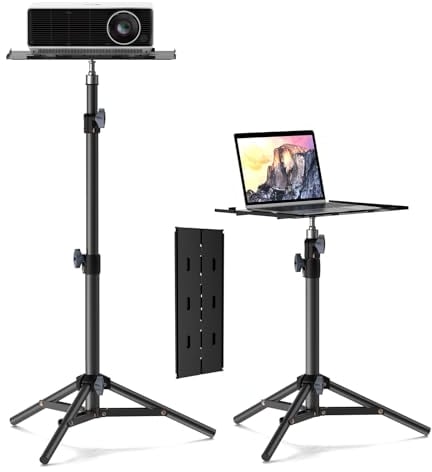 LEORFI Supporto per Proiettore, Treppiede per Laptop Portatile, Supporto Multifunzionale, Altezza Regolabile da 45cm a 115cm, con Piatto Pieghevole, Capacità di carico 10KG, Film all'Aperto e Uffici