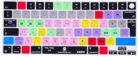 XSKN Premiere Pro Shortcuts EU-Version Silikon-Tastaturabdeckung für Apple M2 M3 Chip MacBook Air 13,6 Zoll (A2681 A3113) 15,3 Zoll (A2941 A3114) mit Touch ID