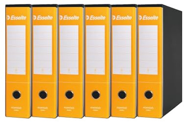 Esselte ESSENTIALS G75 Registratore con Custodia, con Meccanismo a Leva, in Formato Protocollo, 23x33cm, con Dorso da 8 cm, Giallo, Conf.da 6 pezzi, 390775090