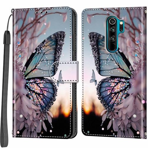 Salanheo Handyhülle für Xiaomi Redmi Note 8 Pro Hülle, Kartenfächern Standfunktion Magnetische Stoßfeste Schutzhülle Hülle Kompatibel Xiaomi Redmi Note 8 Pro