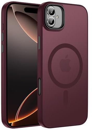 KPPIT for iPhone 16 case Compatible with MagSafe 6.1 inch,Magnetic Case for iPhone 16 Phone case Slim Translucent Matte Back Cover-Plum colour