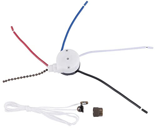 TOBEOME Kit Interruptor Ventilador Techo, 3 Velocidades, 4 Cables,Interruptor Ventilador, Interruptor Control Velocidad con Cremallera,Interruptor Cable TraccióN ZE-208S con Cuerda, Bronce