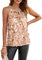 GRACE KARIN Femme Soirée Camisole à Grosses Paillettes Col Rond Coupe Ample Party Hauts en Mousseline Décontracté Party Débardeur T-Shirt Champagne Or XXL