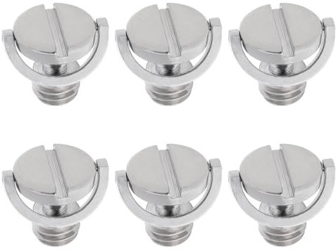 Be In Your Mind Lot de 6 Vis de Fixation pour Appareil Photo 3/8 avec Anneau en D Et Filetage Mâle pour Plaque à Dégagement Rapide Et Trépied D'appareil Photo 19,4 X 16,2 Mm Argent