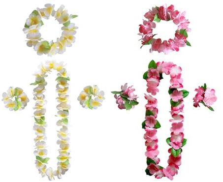 TYFGRT 2-Teilige Hawaii-Girlande, Bunte Blumengirlande, Hawaiianische Blumenkette, Tropisches Strand-Outfit, Hula-Outfit, Geeignet Für Cheerleading, Strandparty Und Abschlussball