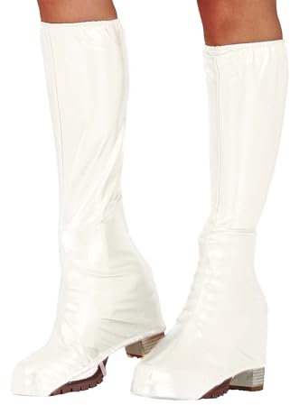 FIESTAS GUIRCA | Stiefelüberzieher Weiß (45 cm) - Kostümzubehör für 70er Jahre Partys und Rock-Themen - Ideal für Erwachsene Unisex - Perfekt für Karneval und Halloween - Weiß