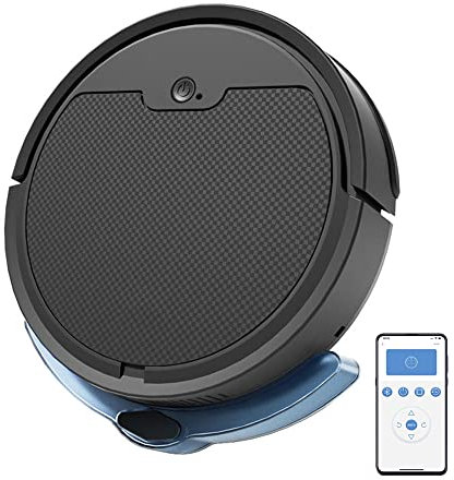 Robot aspirapolvere e Scopa Tutto in Uno, Serbatoio dell'Acqua Robot 2 in 1 e bidone della Spazzatura, aspirazione 2000 pa, Potente casa robotica, (Nero)