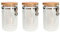Acan Tradineur - Pack de 3 tarros de Vidrio borosilicato con Tapa de bambú y Cierre metálico, Bote hermético, Frasco, Recipiente para Guardar Pasta, café, condimentos - 18 x 14 x 10,5 cm - 1000 ml
