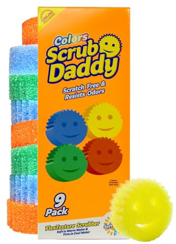 Scrub Daddy Scratch-Free Multipurpose Kitchen Sponges - Bulk Dish Sponges for Kitchen, Bathroom, Household Cleaning & More - Made with BPA-Free Polymer Foam (9 Count)