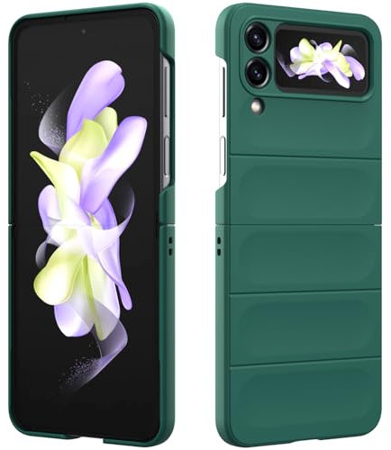 Custodia Compatibile con Samsung Galaxy Z Flip 4/W23 Flip, Silicone Custodia per Tutto il Corpo, Copertura Antiurto con Fotocamera Protettivo, Cover Rigido al Tatto - Verde Scuro
