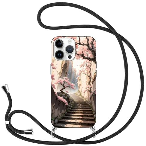 TBNMBGY Anime für Samsung Galaxy S7 Hülle 5.1'', Japanische Kirschblüten-Cartoon-Ästhetik mit Band, HandyHülle Necklace Kordel zum Umhängen SchutzHülle Phone Case