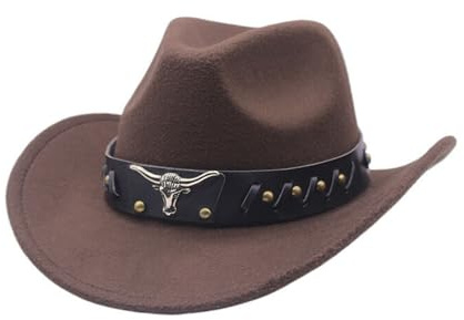 Generisch Cowboyhut Herren Damen mit Band Cowgirl Westernhut Cowboyhüte für Damen Schwarz Cowboy Hut
