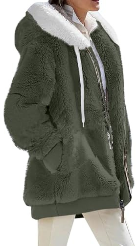 TOFOTL Stivali di Gomma Felpe Donna con Zip Felpa con Zip da Maglione Autunno Felpa Lupetto Cotone Trasparente Maglia Maniche Lunghe Lunga Natalizi Felpe Oversize Donna 37-Verde Militare XXL