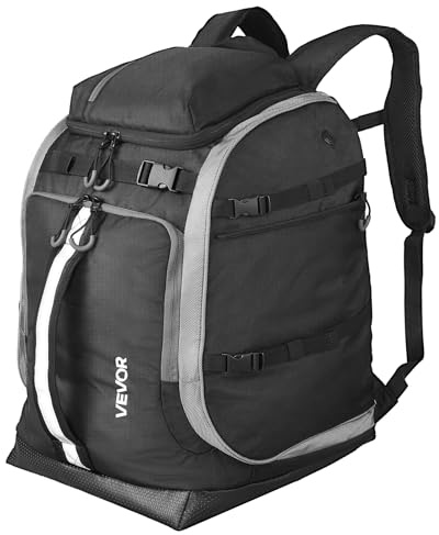 VEVOR Zaino da Viaggio per Scarponi da Sci, Zaino da Sci da 65 L per Uomo e Donna, con Esterno e Fondo Impermeabili, Resistente Oxford 1680D, per Snowboard, Casco, Occhiali, Guanti, Nero