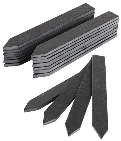 SHUESS 30er Set Kräuterschilder Pflanzenschilder wetterfest aus Schiefer (15x2 cm) – wiederverwendbare Pflanzenstecker für Kräuter, Gemüse & Blumen – langlebige Pflanzschilder für draussen wetterfest