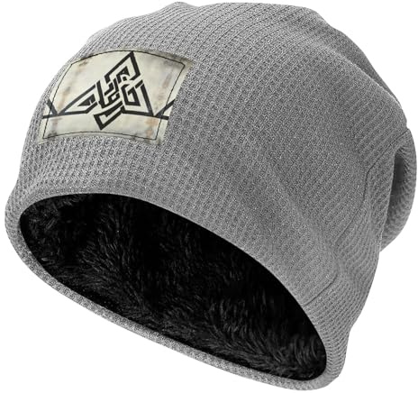 WZYCWB Einzigartige Kegel-Symbol-Drucke, schwarz, mit Fleece gefüttert, warme Kapuze für Herren und Damen, Winter, Outdoor, Sport, Skimütze, hellgrau, Einheitsgröße