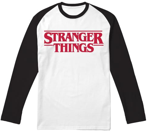 Stranger Things Hellfire Club Raglan Ls Adult Long Sleeve Baseball T Shirt, White/Red
