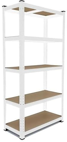 SCAFFALE IN METALLO COLORE BIANCO CON 5 RIPIANI IN MDF 180X40X90 PER UFFICIO/GARAGE MARCA CILVANI