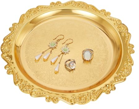 PH PandaHall 25cm Gold Schmuck Display Tablett Vintage Tablett Kerze Dispenser für Hochzeit Party