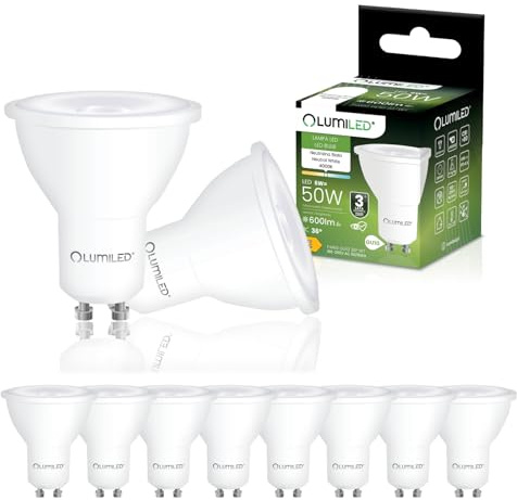 Lumiled LED GU10 6W ersetzt 50W 600lm 4000K Neutralweiß 36° Nicht Dimmbar 10er Pack Energiespar Leuchtmittel PAR16 Reflektor Spot für Küche Wohnzimmer Büro Flur
