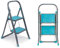 Beldray LA023957TQ Foldable 2 Step Steel Ladder – Safety Non-Slip Steps & Feet, Outdoor & Indoor DIY, Durable & Sturdy, Folds Easy For Neat Storage, Safety Clip, Approx 2m Reach Height, Turquoise/Grey
