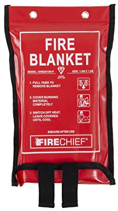 Firechief SVB2/K100-P Premium Feuerlöschdecke mit Gütesiegel, Standard-Feuerlöschdecke (122 x 122 cm) | geeignet für die Verwendung in Küche, Arbeitszimmer, Garage, Wohnwagen