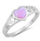 Damen Ring 925 Sterling Silber Rosa Opal Herz Filigran