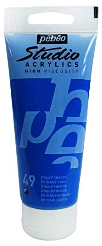 Pebeo Acrylfarbe, Tube Cyan, Primärcyan, 100 ml, 3 Stück
