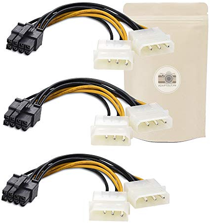 X3 Cable Molex 8 Pin Femelle Vers 2X 4 Pin Male Cable PCI Express De 18cm Broche Fiche D'Alimentation Pour Carte Graphique 8Pin 4Pin- Adaptout Marque Française