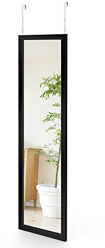 Dripex Wandspiegel 33x119cm Spiegel unbrechbarer Garderobenspiegel Flurspiegel höhenverstellbarer Hängespiegel mit Haken (Schwarz)