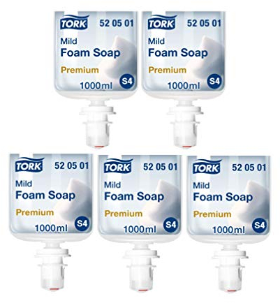 Tork 520501 milde Schaumseife Premium für Tork S4 Seifenspendersysteme/Weiße, sanfte Handseife für weiche und hygienisch gepflegte Hände / 1 x 1000ml (5000 ml)