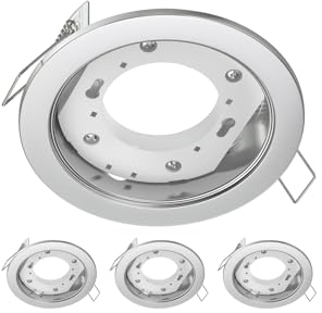 ledscom.de 4 Stück Deckeneinbauleuchte ZOBE, edelstahl matt, rund, 107mm Ø, 1x GX53 max. 25W