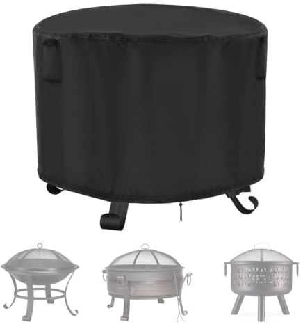 Onlyme Outdoor Fire Pit Cover Round Waterproof 22in Fire Bowl Cover 58x58cm | Oxford fabric, UV-resistant, Windproof buckles, Bottom drawstring and Air Vents for Outdoor Protection