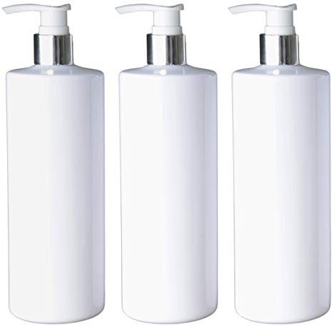 Taylor & Smyth 3 x 500ML PET PUMP DISPENSER BOTTLE MRS HINCH STYLE BATHROOM KITCHEN SHAMPOO CONDITIONER CONDITIONER WHITE CHROME