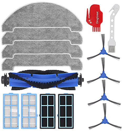 DingGreat Accessories Kit for Proscenic 850T Robot Vacuum Cleaner, Replacement Parts Pack of 1 Main Brush, 4 Hepa Filters, 4 Microfiber Mop Cloth, 4 Side Brushes, 1 Cleaning Tool