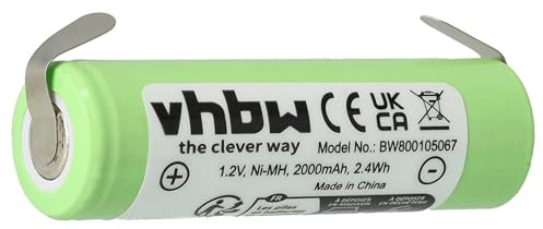 vhbw Akku kompatibel mit Philips Norelco 6617X, 6618X, 6843XL, 6844XL, 6853XL Rasierer Haarschneider (2000mAh, 1,2V, NiMH)