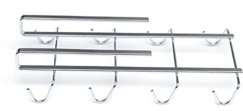 B & Z Under Cabinet Mug Holder and Shelf Organizer, Chrome-Plated Metal Rack with 8 or 10 Hooks for Kitchen Storage - Heavy Duty and Space-Saving - Includes Free Plastic Holder | 2 Colors, 2 Sizes