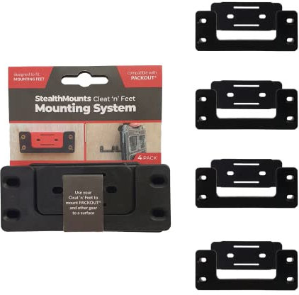 StealthMounts Cleat 'n' Feet Mounting System (4 Pack) | Tool Box Storage System | Mount Anywhere | Compatible with Milwaukee Packout