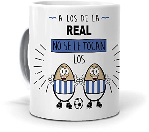 mundohuevo Taza de Regalo | A los del Real no se le tocan los …| Taza Equipo de la Real Sociedad | Tazas de Colección de Fútbol | Idea de Sorpresa para los Hinchas de la Real | Cerámica AAA 350 ML