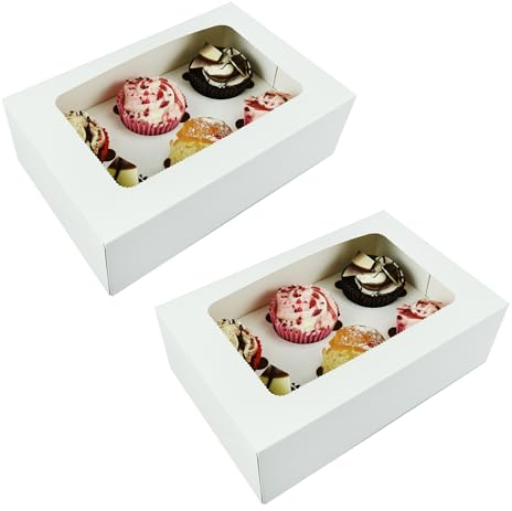 Albert Austin Cupcake Box Sweet Gift Cardboard Christmas Cake Storage Cupcake Carrier (2 X 6)