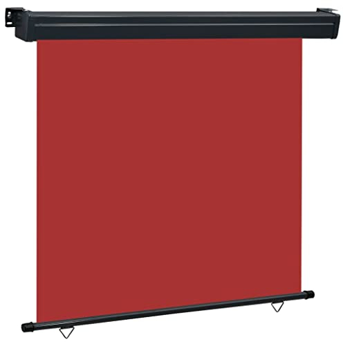 Senkrechtmarkise Außenrollo Balkonrollo Sonnen-und Sichtschutz, Beschattung Sonnenschutz Außen Rollo, Balkon und Terrasse Seitenmarkise, Windschutz Markise, 160 x 250 cm Rot